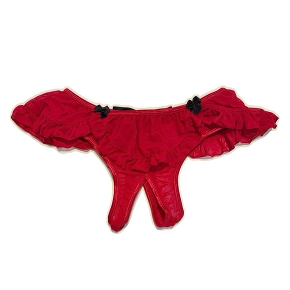 Red Ruffle Crotchless Panty Small - Picture 1 of 3